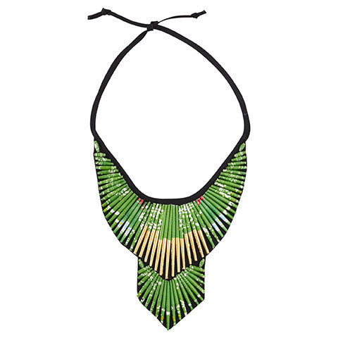 Green Beaded Collar Necklace - Swaziland